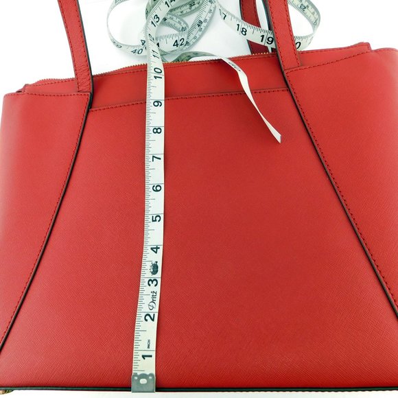 MICHAEL KORS MK Logo Dark Red Saffiano Leather Satchel Tote Shopper Shoulder Bag - Picture 10 of 10